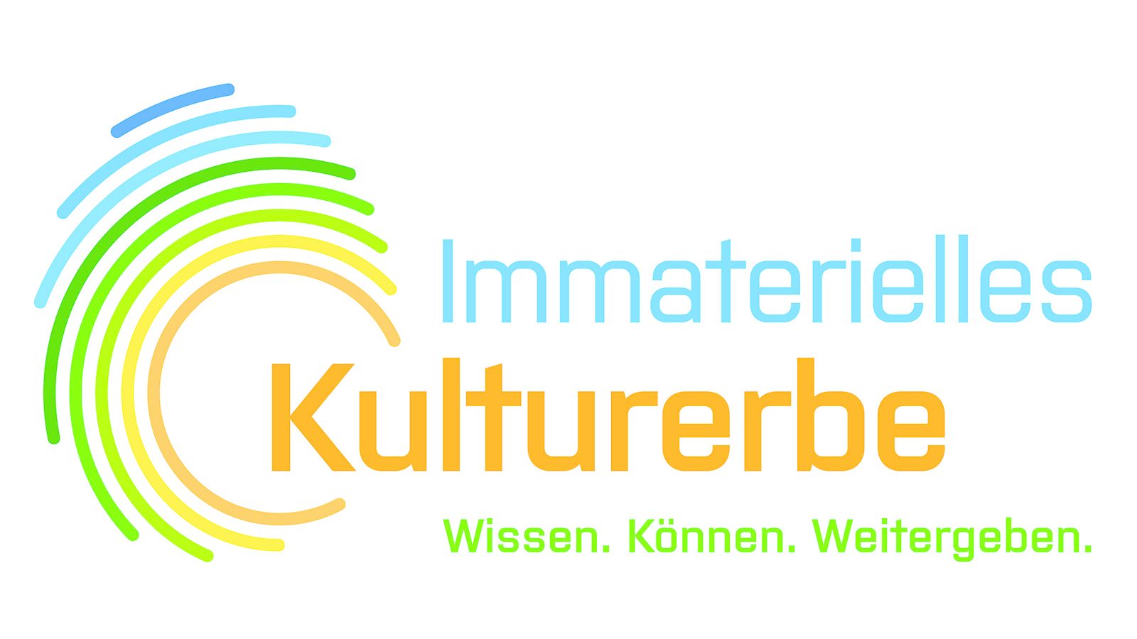 Das Bild stellt ein Logo oder eine Abbildung dar, die das Konzept des "Immateriellen Kulturerbes" darstellt.
1. **Kreise im Muster**:
- Die farbigen Kreise oberhalb des Schriftzugs könnten die Vielfalt und interkulturelle Verbindung symbolisieren, die oft mit kulturellem Erbe verbunden ist.
2. **Text "Immaterielles Kulturerbe"**:
- Der Hauptteil des Bildes besteht aus dem Text "Immaterielles Kulturerbe". Dieser Begriff bezieht sich auf Traditionen, Bräuche, Praktiken, Wissen und Techniken, die als wichtig für die Kultur angesehen werden und die nicht in materielle Form wie Gebäude, Kunstwerke oder andere physische Gegenstände gegossen sind.
3. **Slogan "Wissen. Können. Weitergeben."**:
- Dieser Untertitel hebt hervor, dass immaterielles Kulturerbe nicht nur bewahrt werden muss, sondern auch weitergegeben wird. Wissen und Können, die in Traditionen und Praktiken steckt, werden so erhalten und weitergegeben.
Dieses Bild könnte also in einem Kontext verwendet werden, der sich mit der Erhaltung, Wissensweitergabe und Anerkennung von Traditionen und Praktiken beschäftigt, die besonders für gemeinschaftliche oder nationale Identitäten wichtig sind.