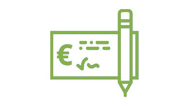 Das Bild stellt ein Symbol oder eine Abbildung dar, die eine Form von finanzieller Transaktion oder Zahlung illustriert. Im Mittelpunkt des Bildes steht eine stilisierte Darstellung eines Schecks, auf dem ein €-Symbol zu sehen ist. Das €-Symbol verweist auf die Währung Euro, was darauf hinweist, dass es sich um eine Zahlung oder einen Scheck in Euro handelt. Neben dem Scheck ist ein Stift abgebildet, der symbolisch für das Ausfüllen oder Unterschreiben des Schecks steht.
Der grüne Farbton des Symbols könnte auch auf eine nachhaltige oder umweltfreundliche Abwicklung von Geldgeschäften oder eine symbolische Darstellung von Finanzmitteln hinweisen.
Insgesamt vermittelt das Bild die Idee einer formalen, wahrscheinlich schriftlichen Zahlungstransaktion, die wichtig in Bereichen wie Bankwesen, Kreditwesen oder internationalen Geschäften sein könnte.